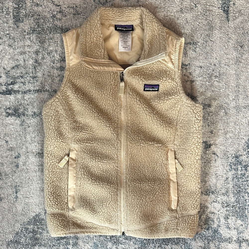 Patagonia Cream Sherpa Vest with Zip